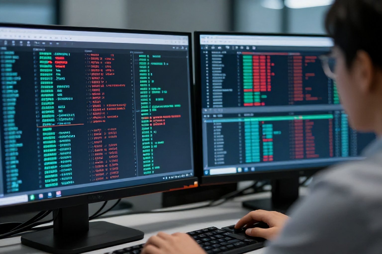 Analista della sicurezza che controlla i log di accesso per individuare tentativi anomali