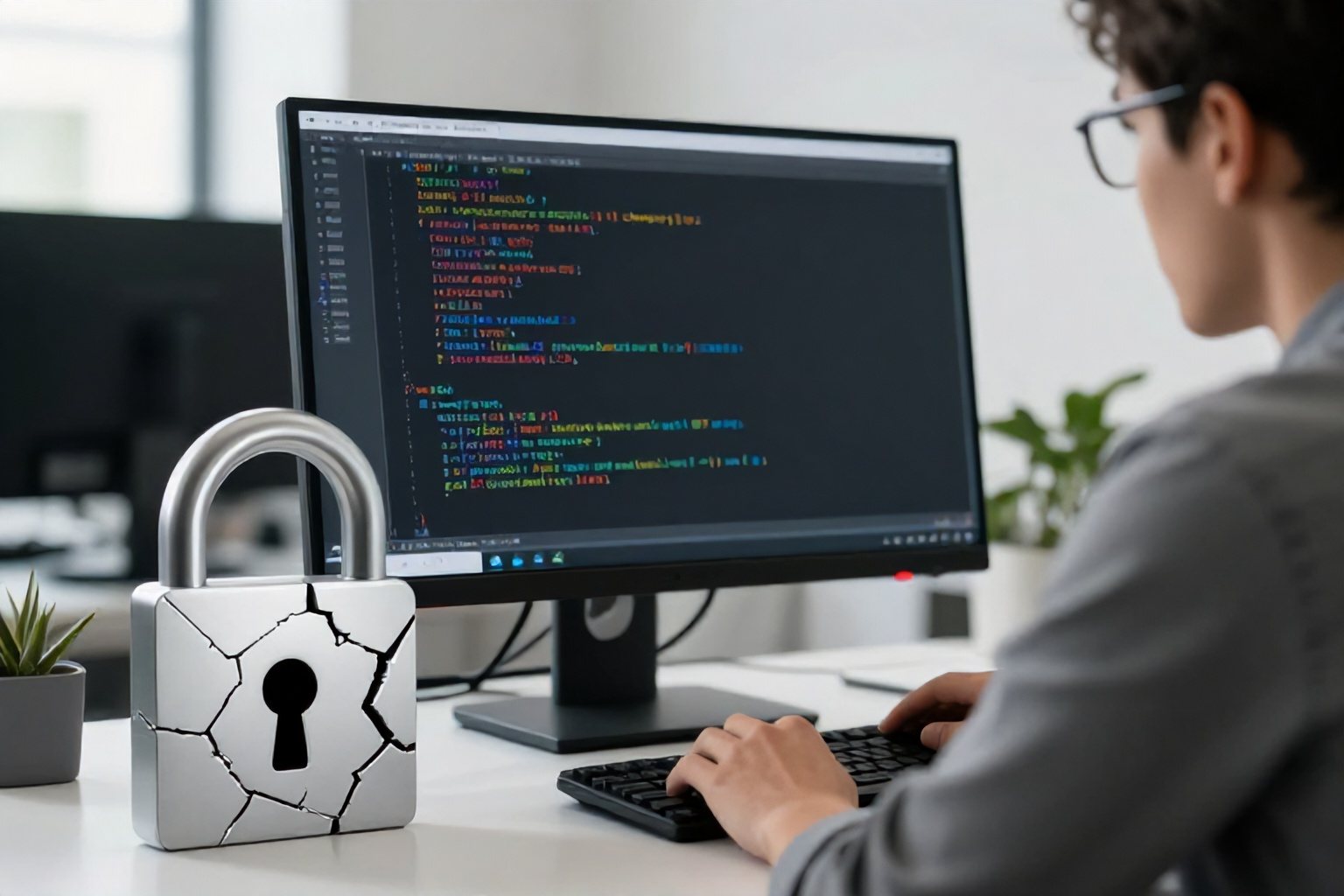 Analista di sicurezza che esamina codice PHP alla ricerca di vulnerabilità