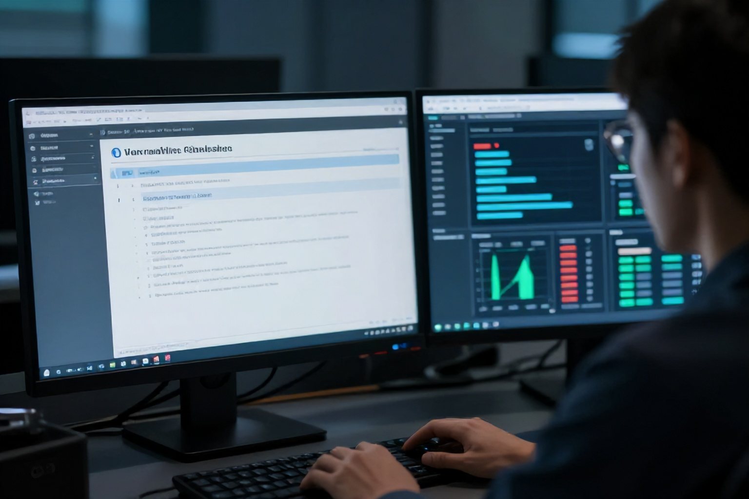 Analista di sicurezza che esamina un report di vulnerabilità di un'applicazione web